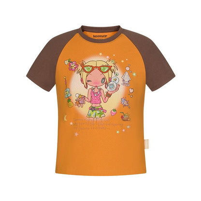 BETWEENAND_Two_Tone_Colorblock_Raglan_Short_Sleeve_Print_Women&
