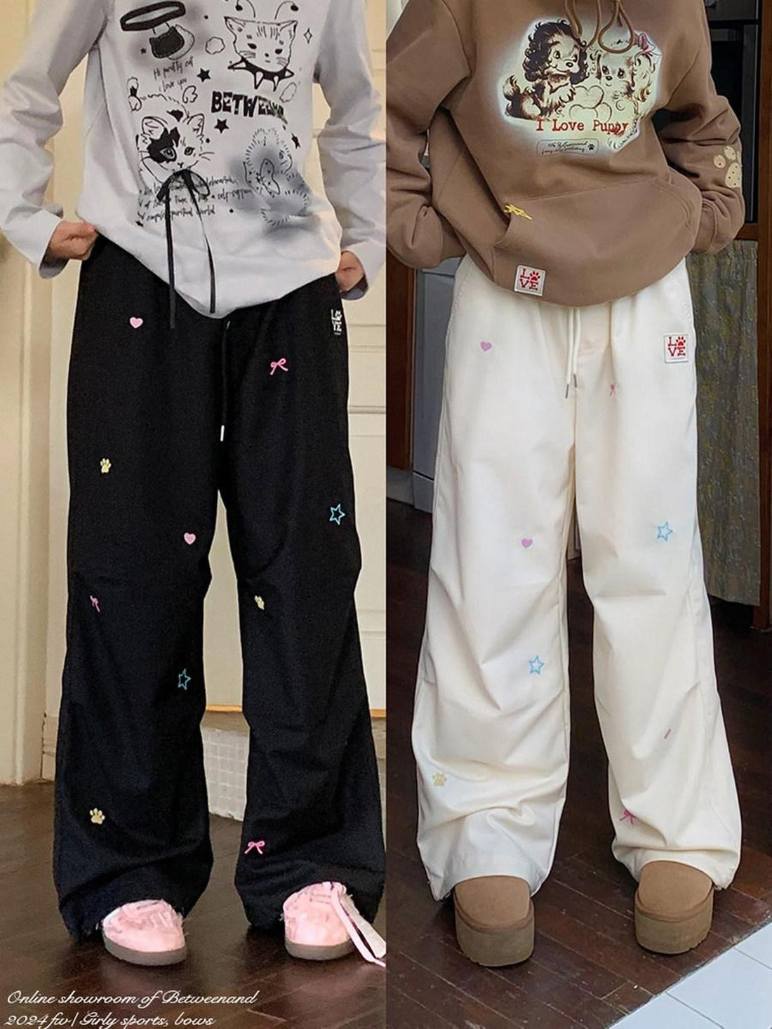BETWEENAND Two Tone Colorful Embroidered Women&