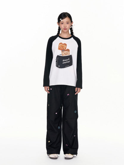 BETWEENAND Two Tone Colorful Embroidered Women&