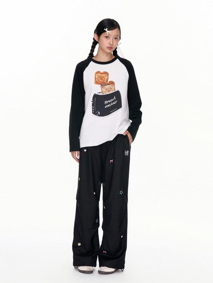 BETWEENAND Two Tone Colorful Embroidered Women&