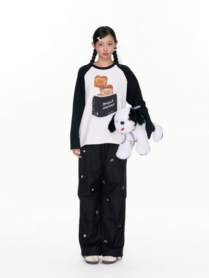 BETWEENAND Two Tone Colorful Embroidered Women&