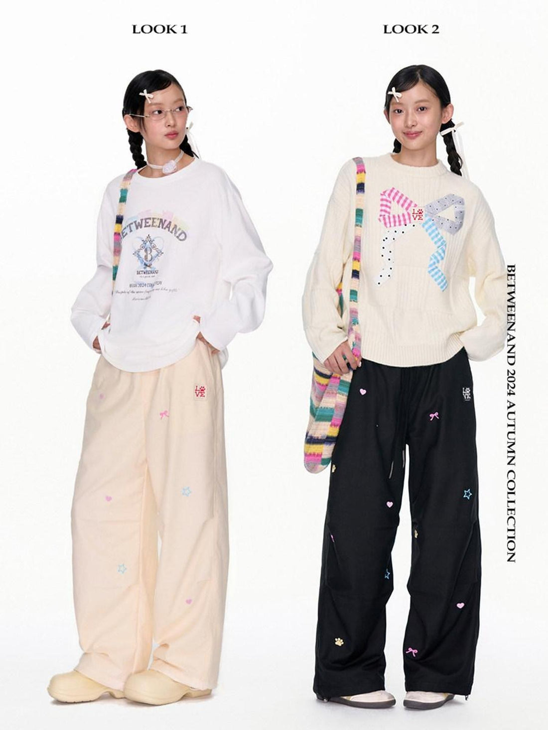 BETWEENAND Two Tone Colorful Embroidered Women&