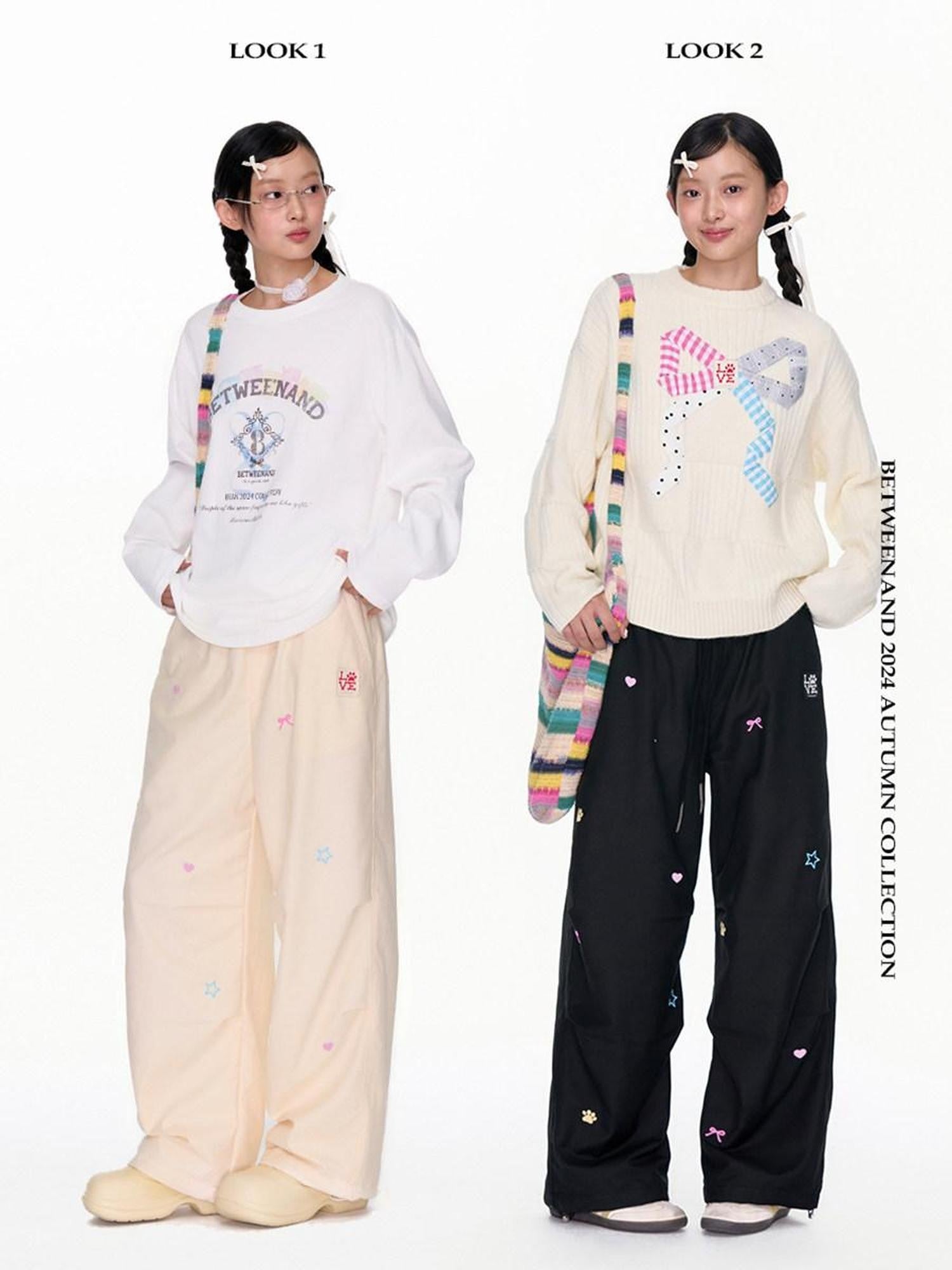 BETWEENAND Two Tone Colorful Embroidered Women&