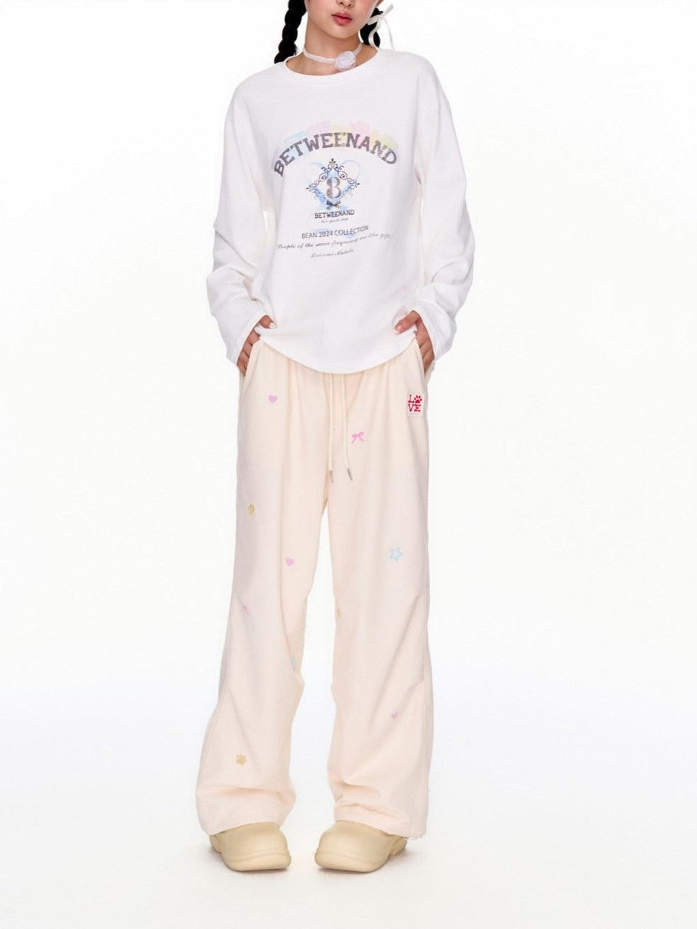 BETWEENAND Two Tone Colorful Embroidered Women&