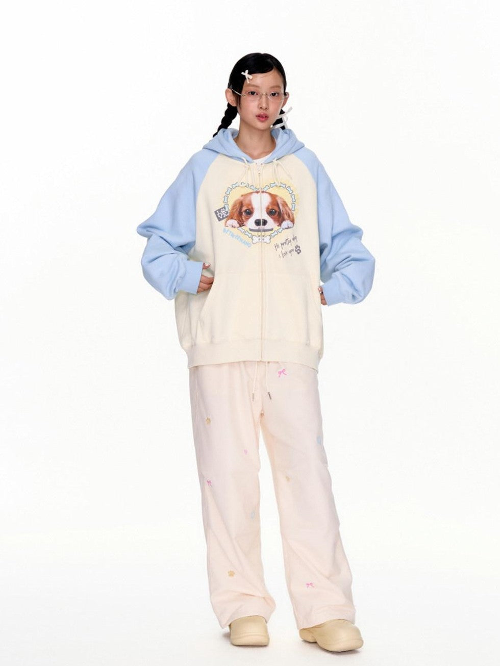 BETWEENAND Two Tone Colorful Embroidered Women&