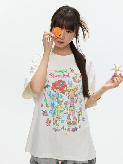 BETWEENAND Two Tone Creative Print Women&