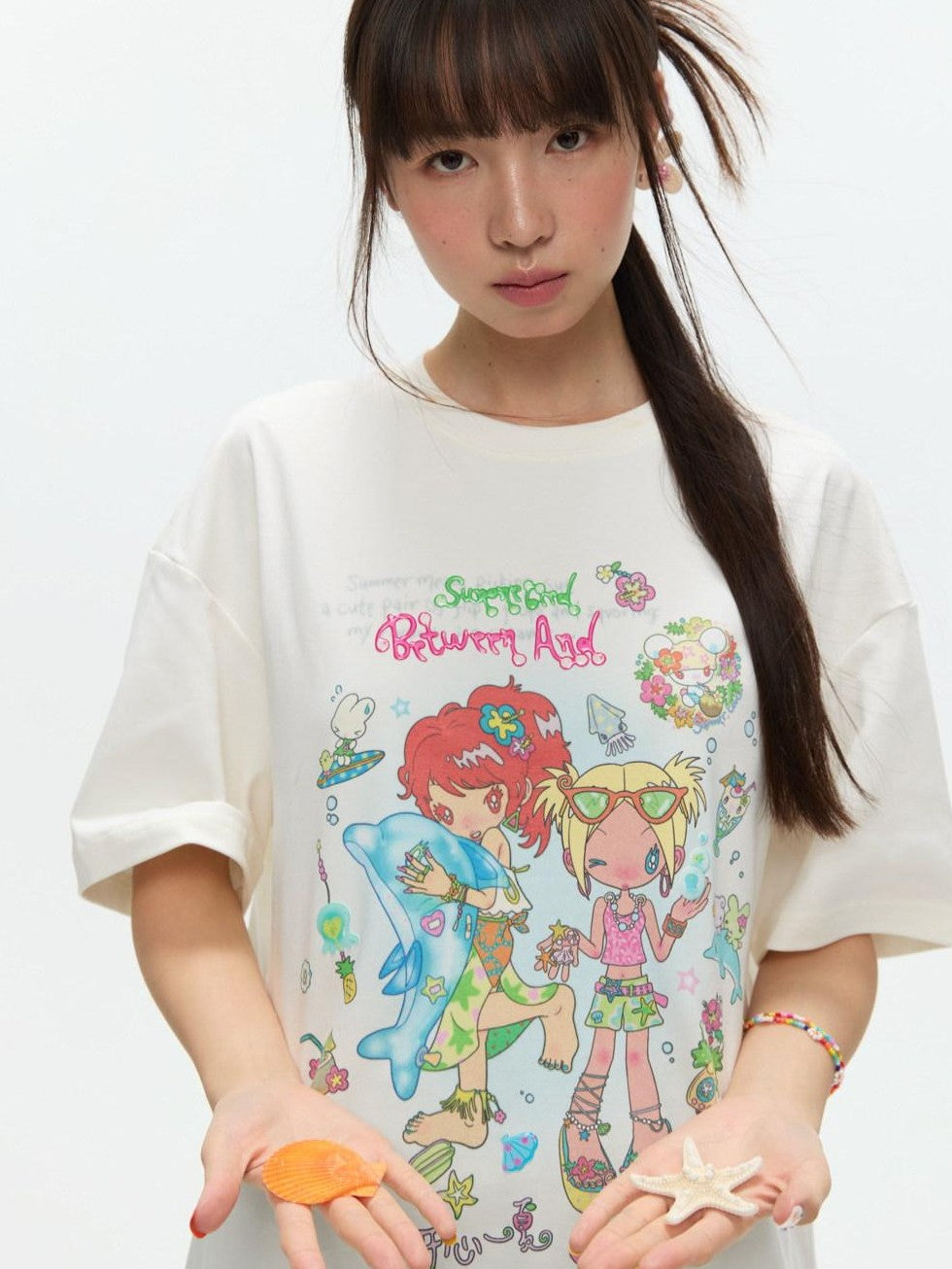 BETWEENAND Two Tone Creative Print Women&