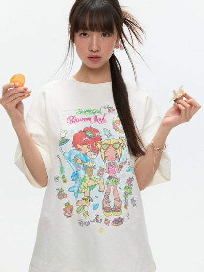 BETWEENAND Two Tone Creative Print Women&