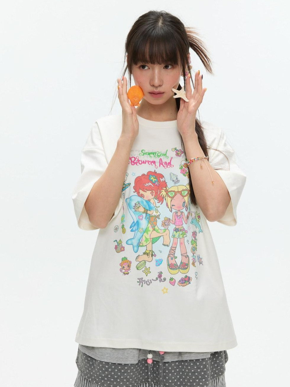 BETWEENAND Two Tone Creative Print Women&