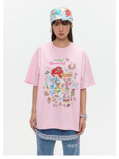 BETWEENAND Two Tone Creative Print Women&