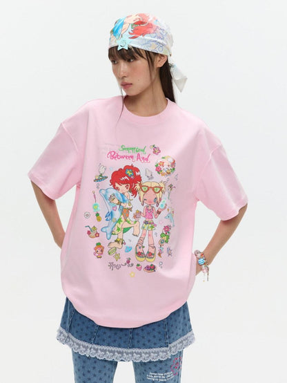 BETWEENAND Two Tone Creative Print Women&