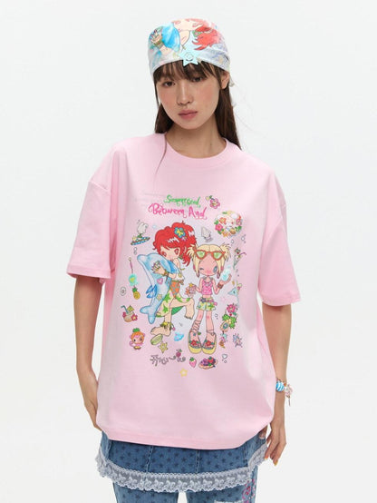 BETWEENAND Two Tone Creative Print Women&