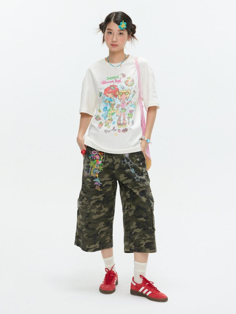 BETWEENAND Two Tone Creative Print Women&