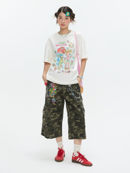 BETWEENAND Two Tone Creative Print Women&
