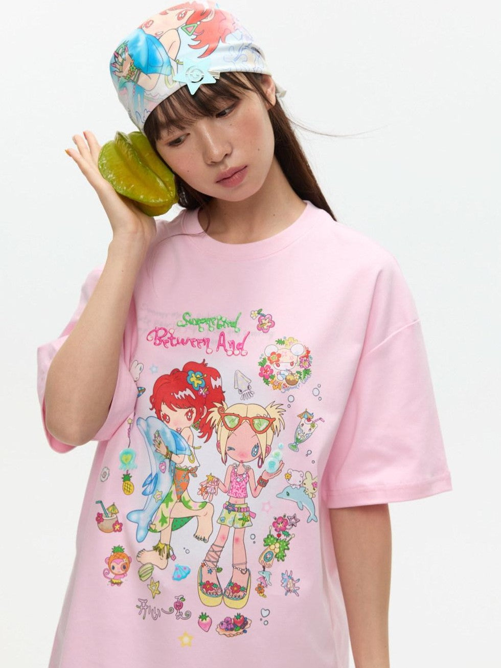 BETWEENAND Two Tone Creative Print Women&