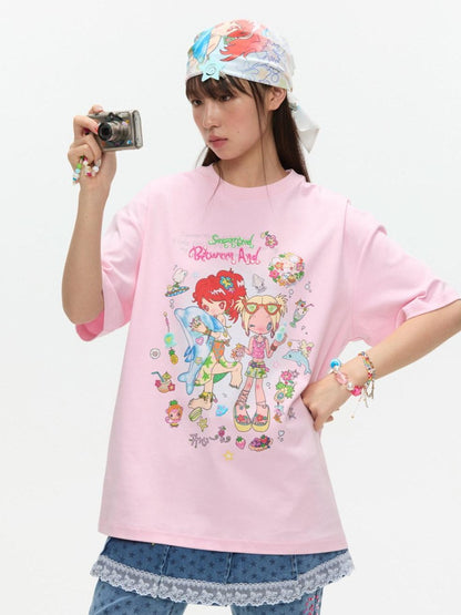 BETWEENAND Two Tone Creative Print Women&