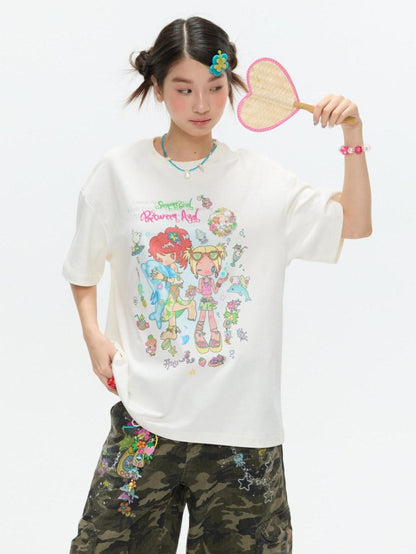 BETWEENAND Two Tone Creative Print Women&