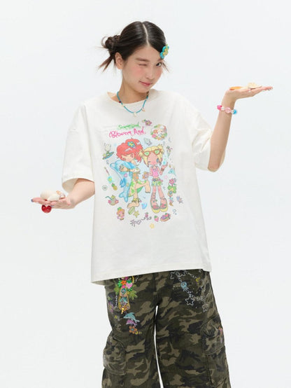 BETWEENAND Two Tone Creative Print Women&