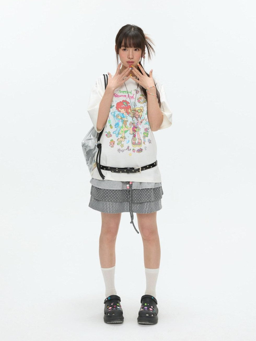 BETWEENAND Two Tone Creative Print Women&