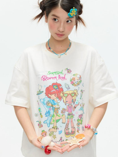 BETWEENAND Two Tone Creative Print Women&