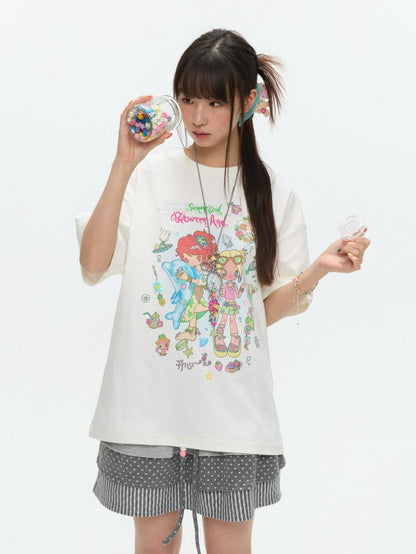 BETWEENAND Two Tone Creative Print Women&