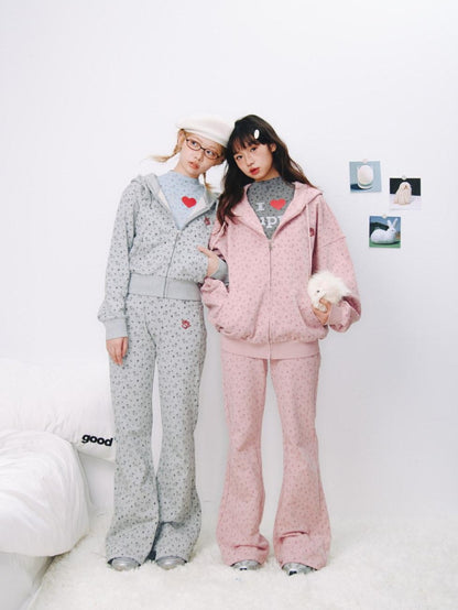 BETWEENAND Two Tone Dachshund Print Embroidered Hooded Short Women&