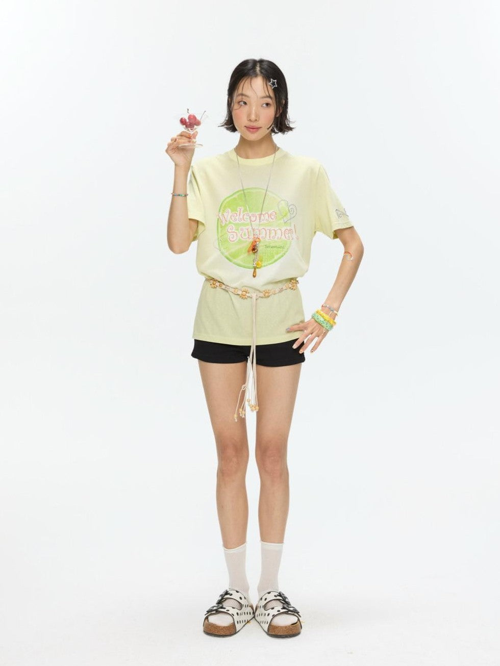 BETWEENAND Two Tone Fruit Creative Print Women&