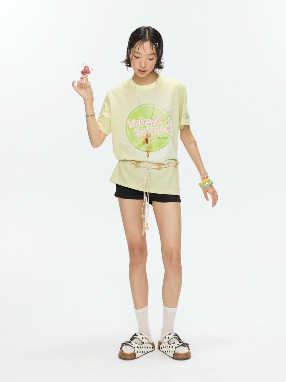 BETWEENAND Two Tone Fruit Creative Print Women&