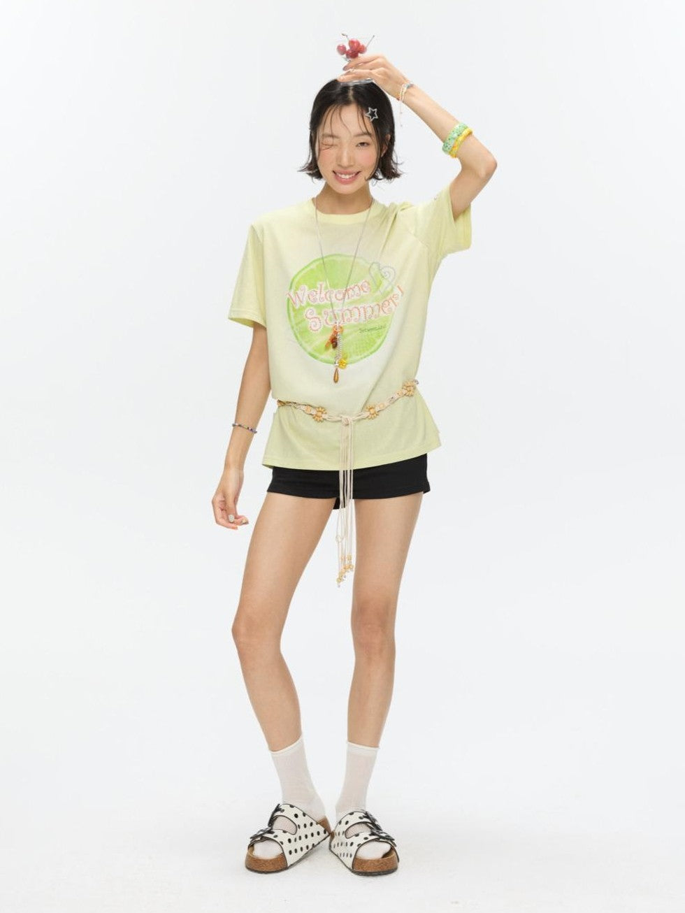 BETWEENAND Two Tone Fruit Creative Print Women&