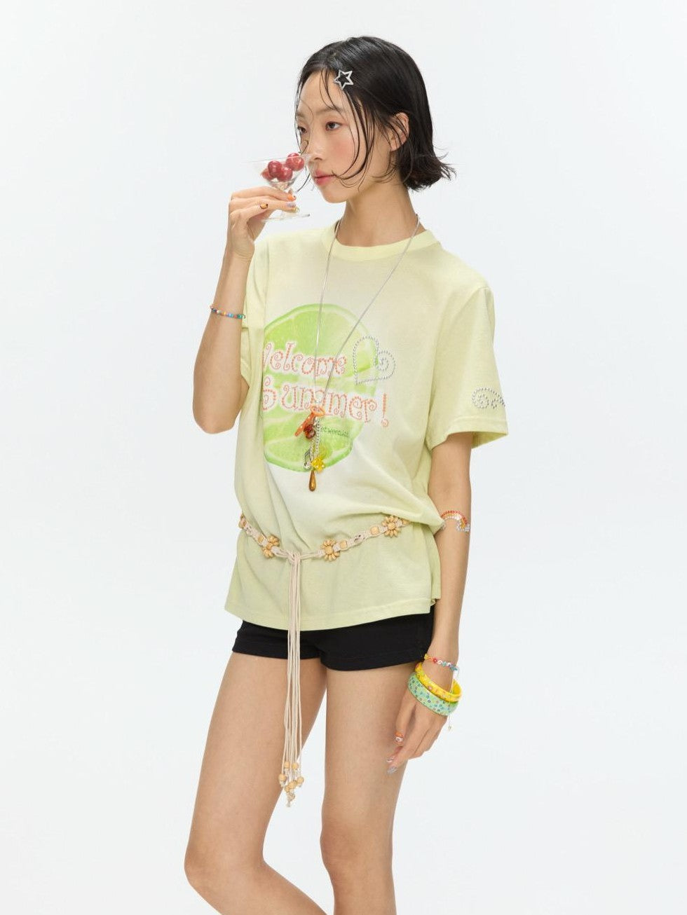 BETWEENAND Two Tone Fruit Creative Print Women&