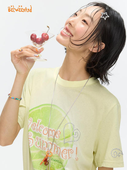 BETWEENAND Two Tone Fruit Creative Print Women&