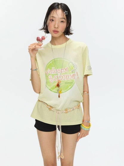 BETWEENAND Two Tone Fruit Creative Print Women&