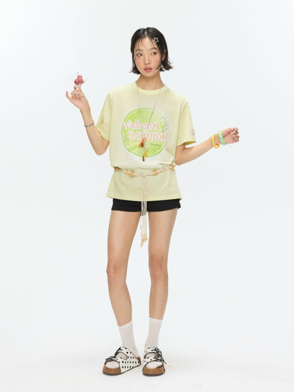 BETWEENAND Two Tone Fruit Creative Print Women&