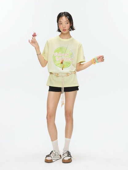 BETWEENAND Two Tone Fruit Creative Print Women&