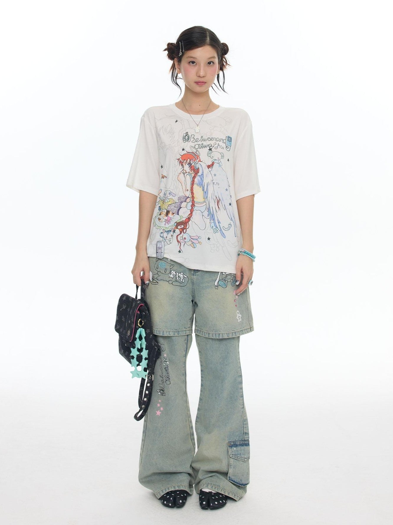BETWEENAND Two Tone Illustrated Loose Women&