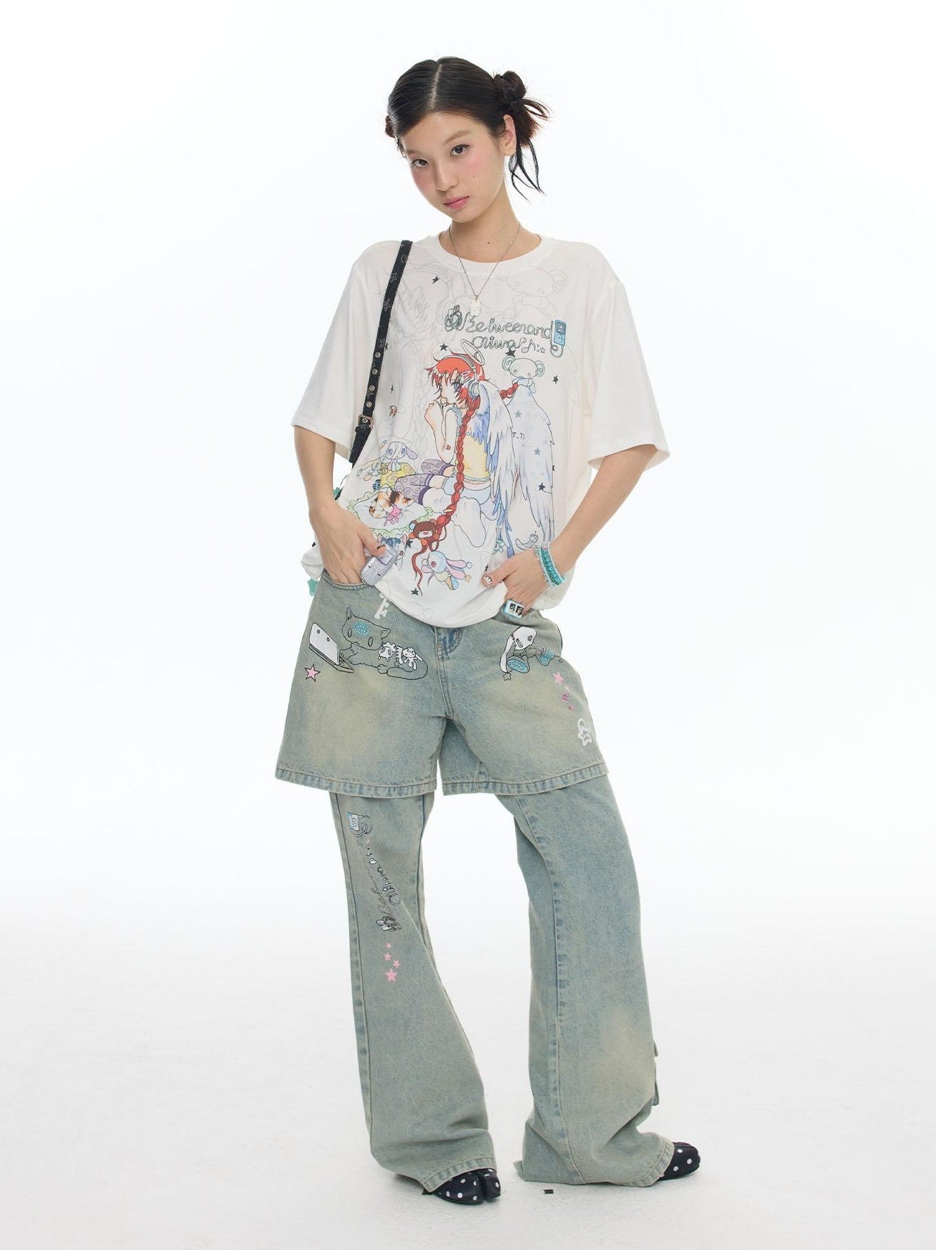 BETWEENAND Two Tone Illustrated Loose Women&