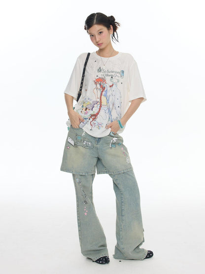BETWEENAND Two Tone Illustrated Loose Women&