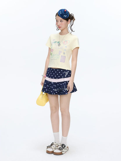 BETWEENAND Two Tone Vine Print Straight Shoulder Slim Fit Women&