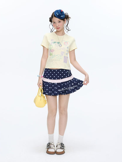 BETWEENAND Two Tone Vine Print Straight Shoulder Slim Fit Women&