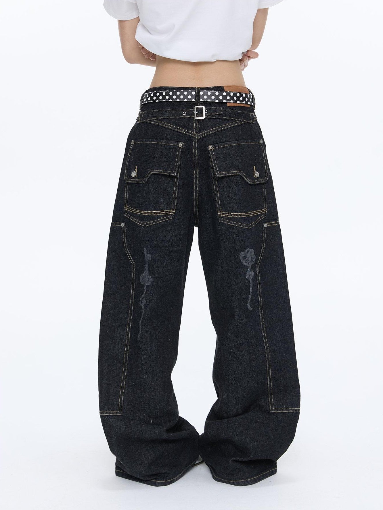 BETWEENAND Vintage Film Studded Washed Two Tone Print Women&