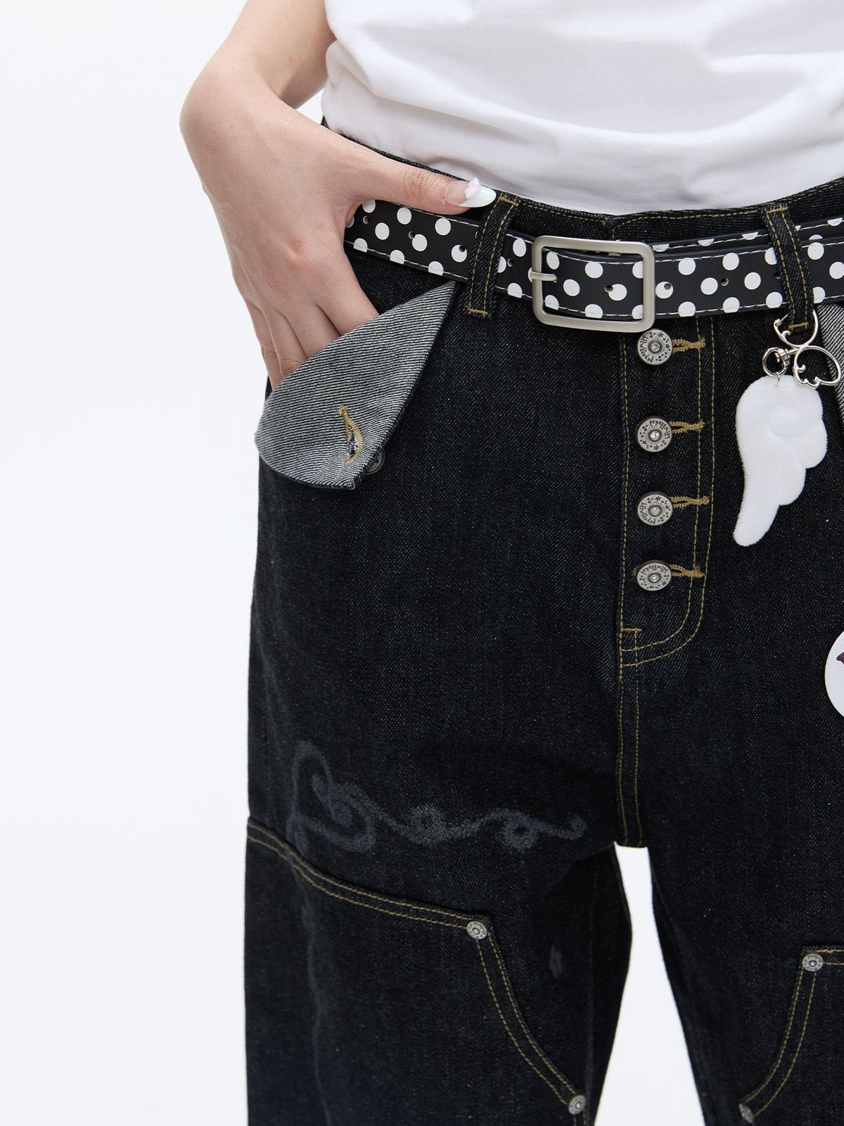 BETWEENAND Vintage Film Studded Washed Two Tone Print Women&