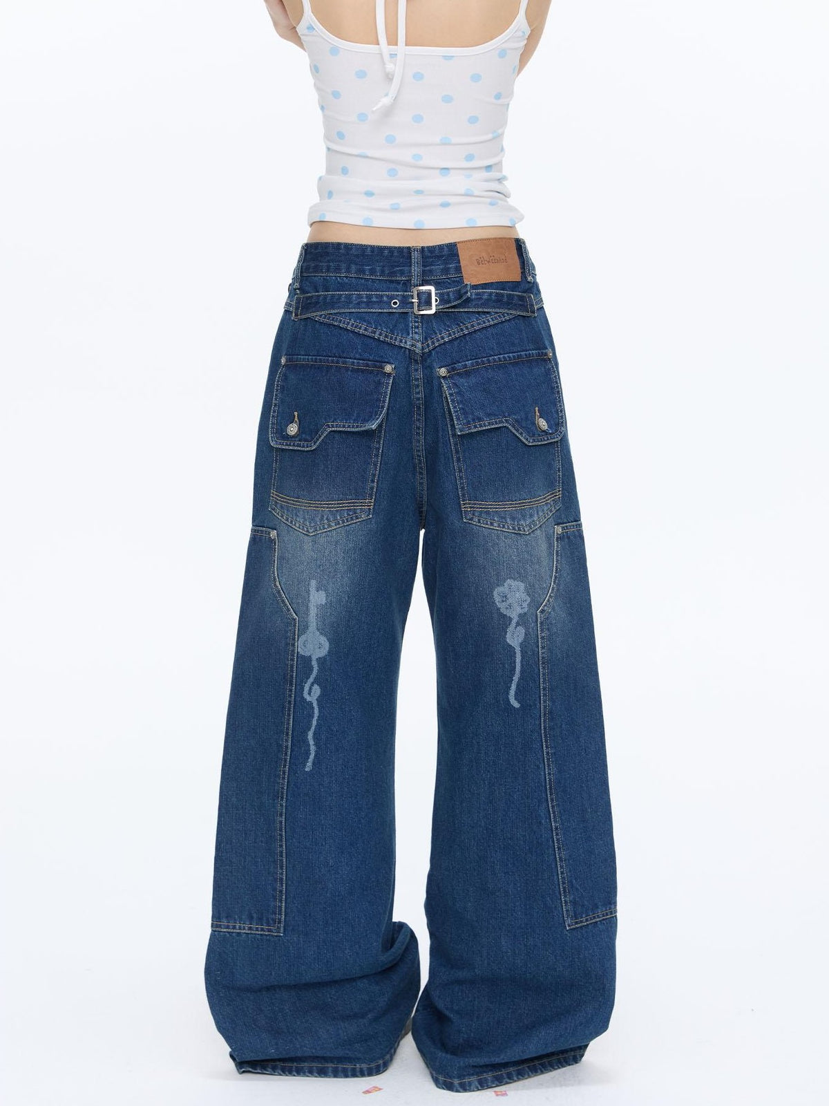 BETWEENAND Vintage Film Studded Washed Two Tone Print Women&