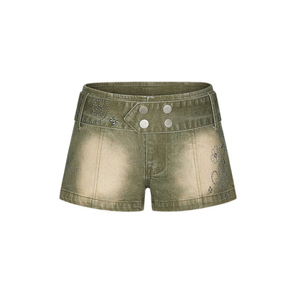 BETWEENAND_Vintage_Green_Polka_Dot_Beaded_Washed_Slim_Women&