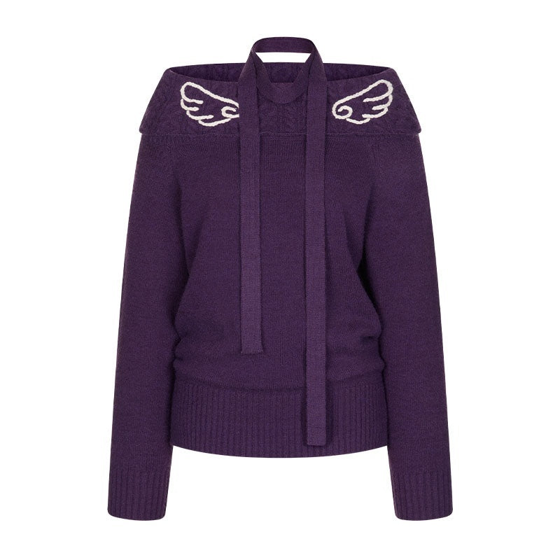 BETWEENAND_Vintage_Purple_Crochet_Angel_Wing_Jacquard_Women&