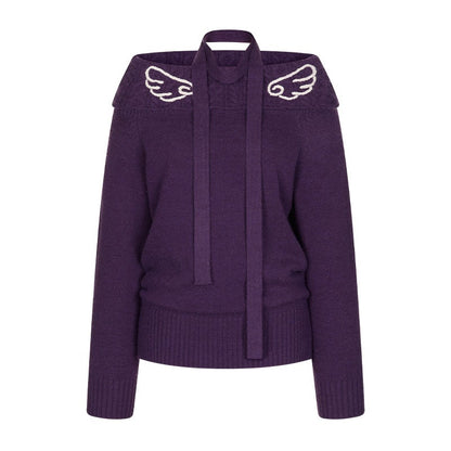 BETWEENAND_Vintage_Purple_Crochet_Angel_Wing_Jacquard_Women&
