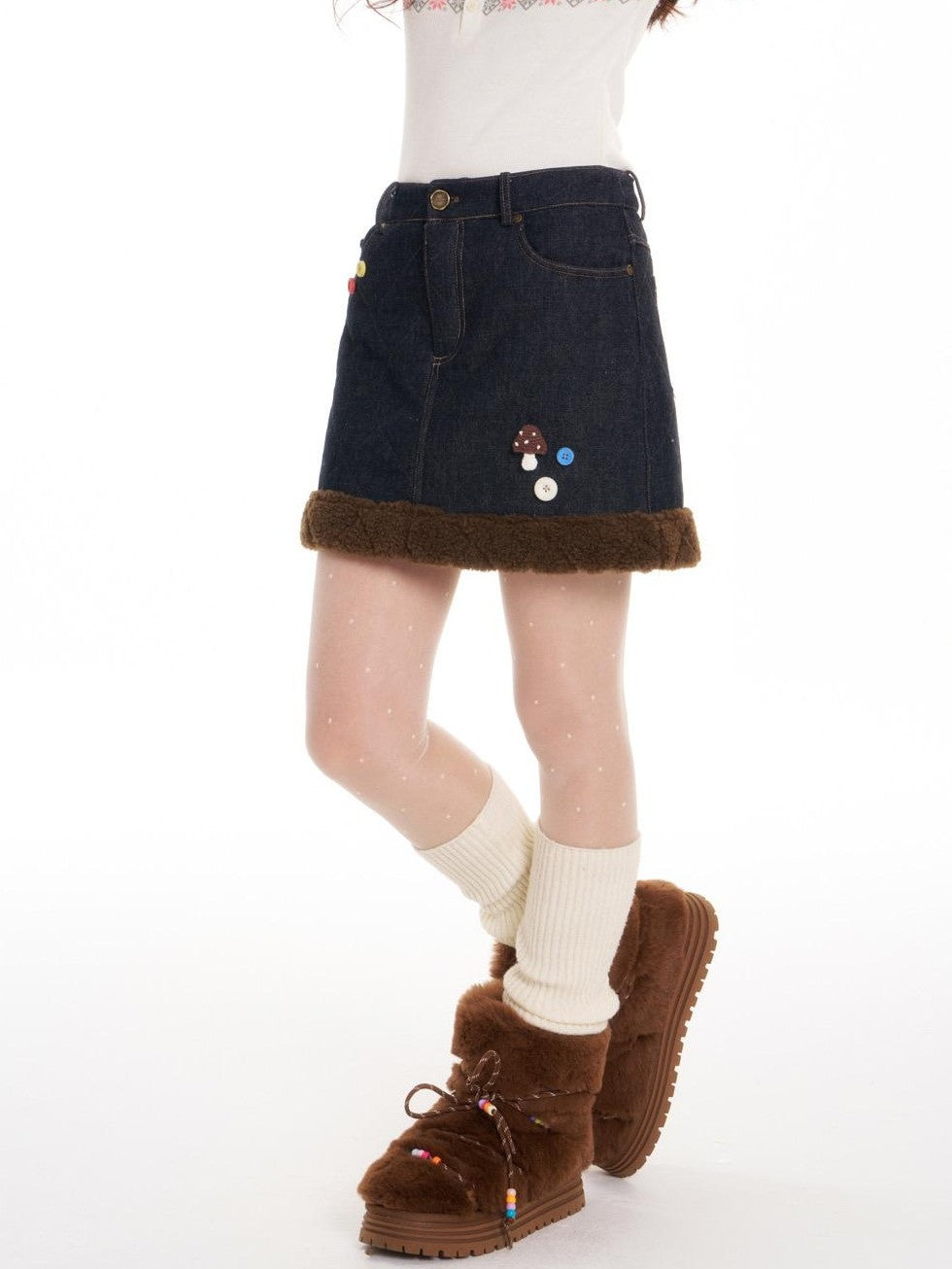 BETWEENAND Vintage Quilted Fuzzy A Line Women&