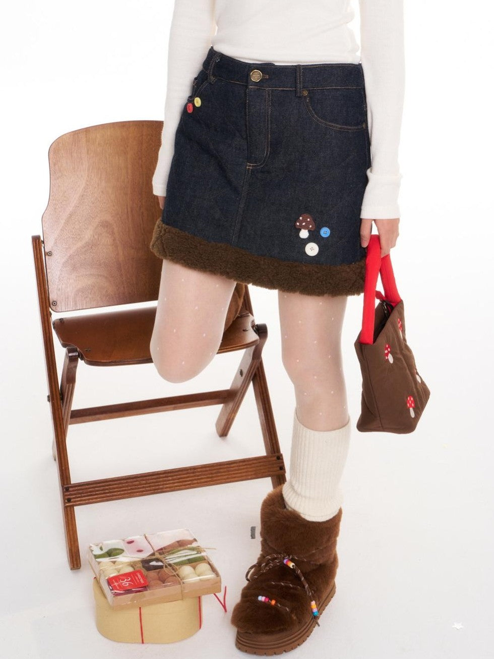 BETWEENAND Vintage Quilted Fuzzy A Line Women&