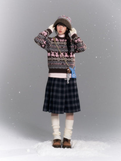 BETWEENAND Vintage Two Tone Nordic Chunky Knit Women&