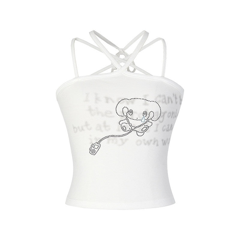 BETWEENAND_White_Animal_Print_Tie_Back_Slim_Fit_Women&