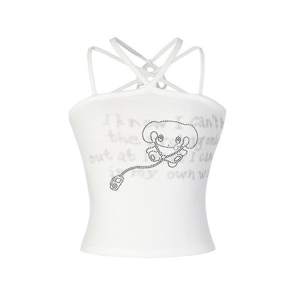 BETWEENAND_White_Animal_Print_Tie_Back_Slim_Fit_Women&